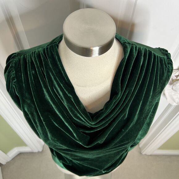 Anthropologie X BTFL-life  Velvet Pullover Cowl Neck Sweaters Forest Green S - Picture 3 of 11